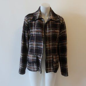 MAYENTL BLACK MULTICOLOR TWEED BLAZER JACKET L *